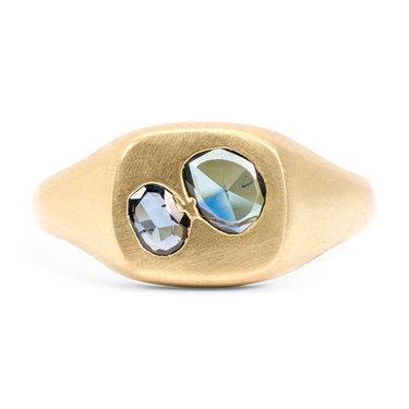 Blue Peek-a-Boo Signet Ring - Size 5.5 - 12038